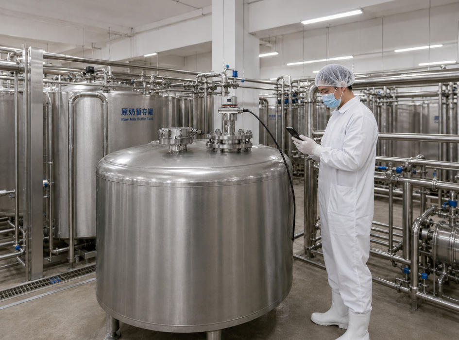 Jiwei 80GHz Radar Level Transmitter: Digital Level Measurement for Dairy Storage Tanks