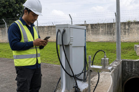 Malaysia Water Management Project — JWrada-23 Radar Level Meter in Final Discharge Water Level Measurement
