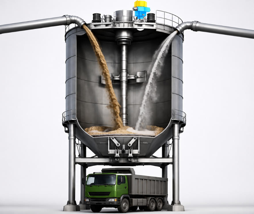 Application of Radar Level Sensors in Cement and Sand Mixing Tanks: Truck Loading Control in Dusty Environments