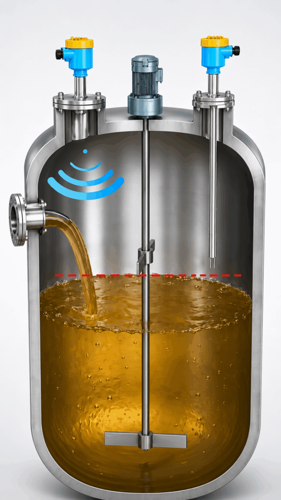 Radar level meters and tuning fork liquid level switches are used for reaction vessels. Why Add a Level Switch When a Radar Level Meter Is Already Installed on a Reaction Vessel?
